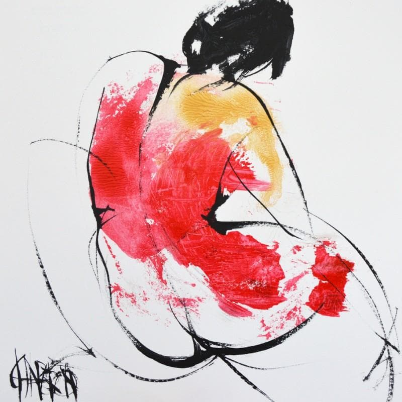 Painting Bleu cerise 4 by Chaperon Martine | Painting Figurative Nude Acrylic