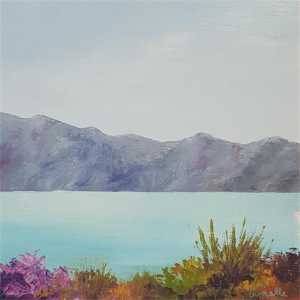 Peinture au bord du lac par Bessé Laurelle | Tableau Figuratif Huile Marine, Paysages