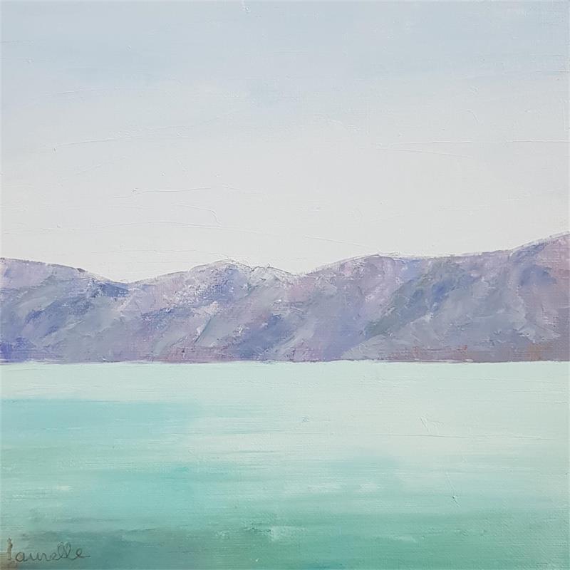 Gemälde Le lac von Bessé Laurelle | Gemälde Figurativ Landschaften Marine Minimalistisch Öl
