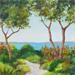 Painting Un jardin sur la mer by Bessé Laurelle | Painting Figurative Landscapes Marine Oil