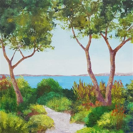 Painting Un jardin sur la mer by Bessé Laurelle | Painting Figurative Oil Landscapes, Marine