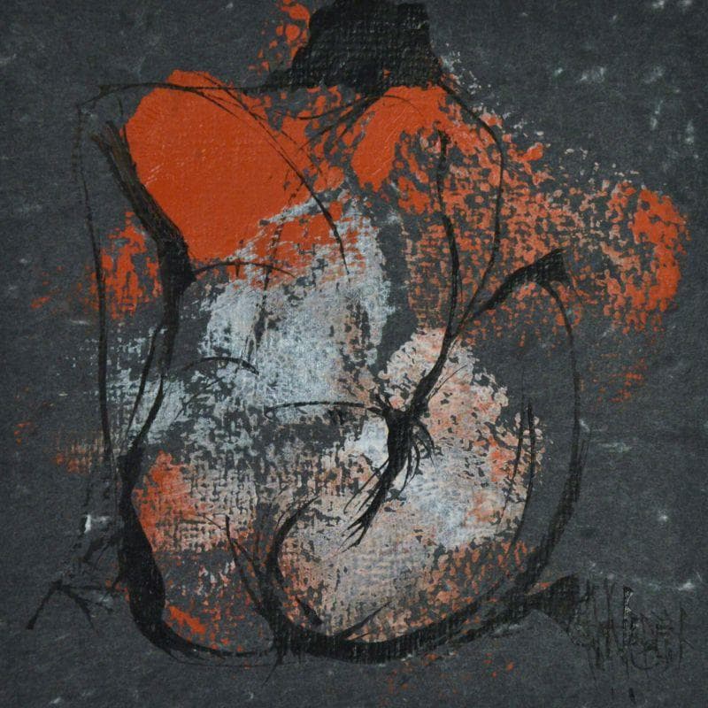 Painting Chiné 1 by Chaperon Martine | Painting Figurative Mixed Nude