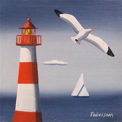 Painting Light house by Trevisan Carlo | Painting Surrealist Oil Marine, Minimalist