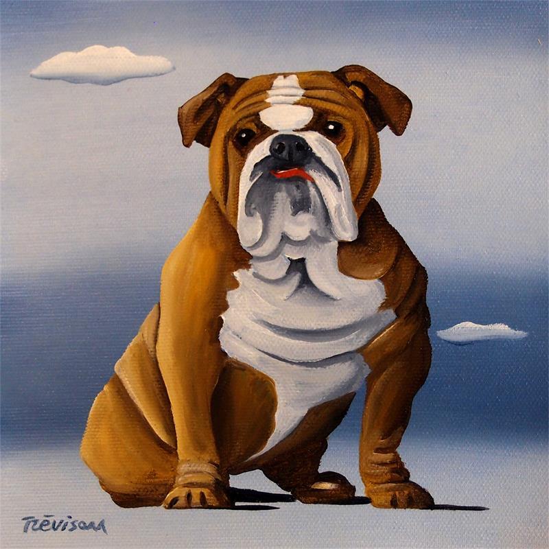 Painting Buldog friend by Trevisan Carlo | Painting Surrealism Oil Animals, Pop icons
