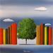 Painting Tree with books by Trevisan Carlo | Painting Surrealism Landscapes Still-life Oil