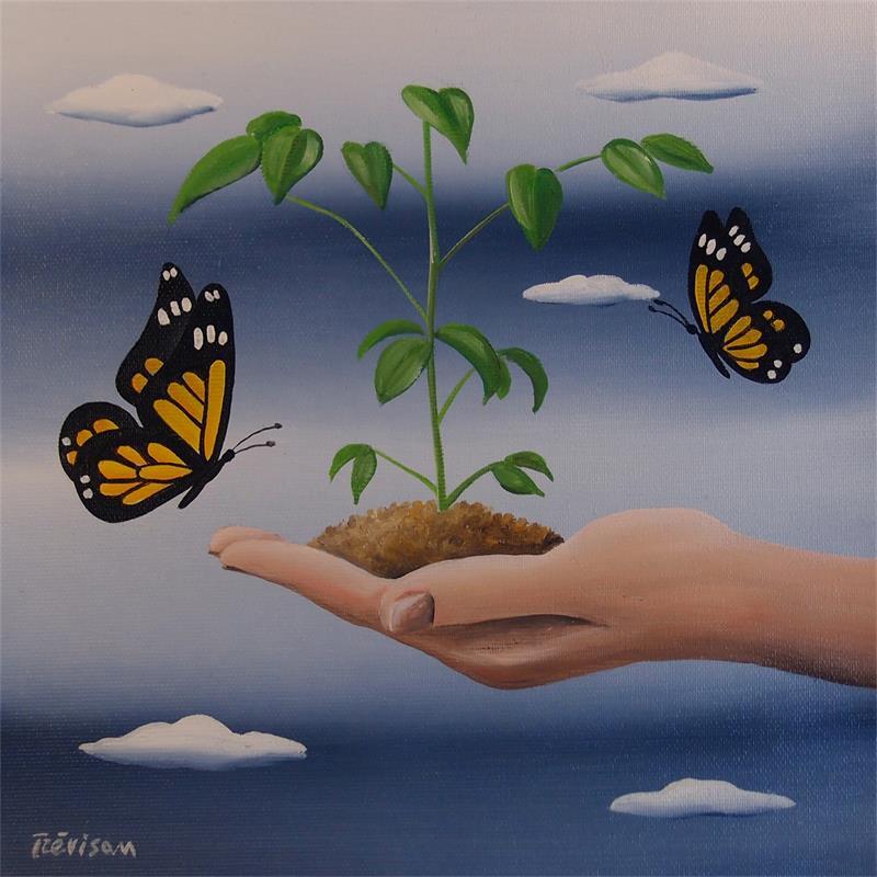 Painting I love Nature by Trevisan Carlo | Painting Surrealism Oil Minimalist