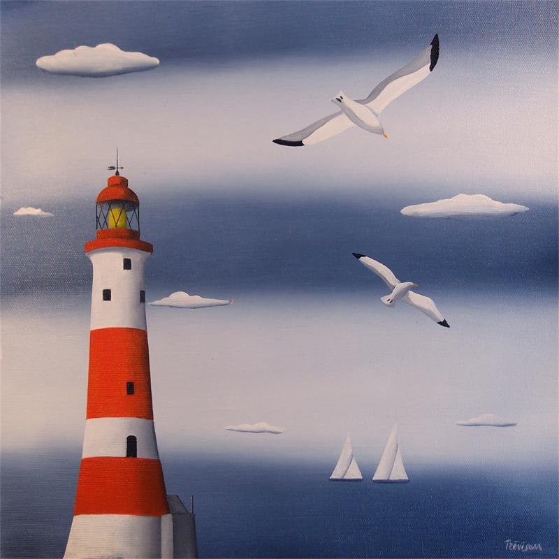 Painting Lighthouse by Trevisan Carlo | Painting Surrealism Oil Marine, Minimalist