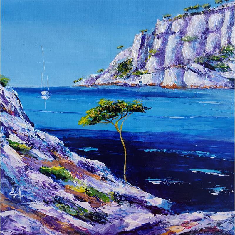 Gemälde Calanque Méditerranéenne von Degabriel Véronique | Gemälde Figurativ Landschaften Marine Natur Öl