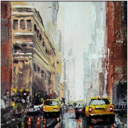 Peinture Pluie sur Manhattan par Poumès Jérôme | Tableau Figuratif Acrylique Urbain