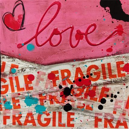 Peinture Fragile love (pink) par Costa Sophie | Tableau Pop Art Mixte icones Pop