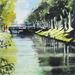 Painting Rencontre au bord du Canal by Abbatucci Violaine | Painting Figurative Watercolor Landscapes Life style