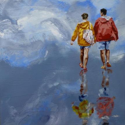 Painting nous deux dans le vent frais by Sand | Painting Figurative Acrylic Life style, Marine