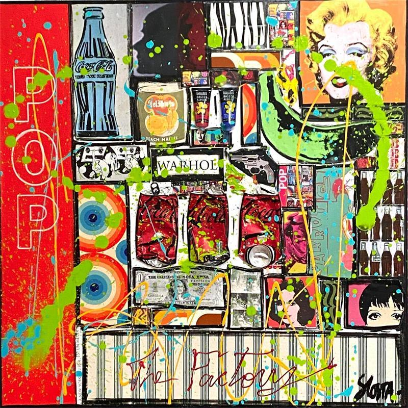 Painting POP FACTORY by Costa Sophie | Painting Pop-art Acrylic, Gluing, Posca, Upcycling Pop icons