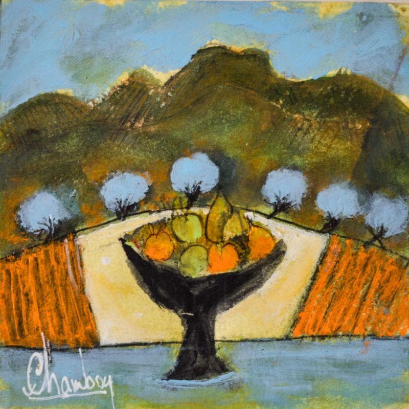 Painting Coupe aux fruits by Chambon | Painting Figurative Mixed still-life