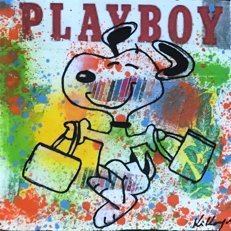 Gemälde Snoopy shopping von Kikayou | Gemälde Pop-Art Pop-Ikonen Graffiti