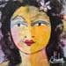 Painting Justina by Chambon | Painting Figurative Mixed Portrait
