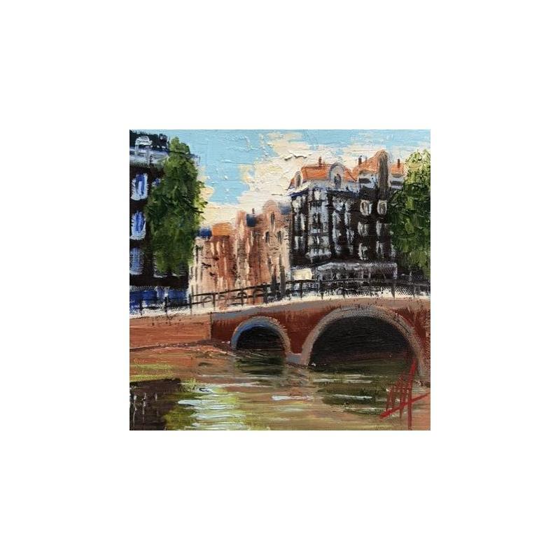Painting Amsterdam, you got it by De Jong Marcel | Painting Figurative Oil Landscapes, Pop icons, Urban