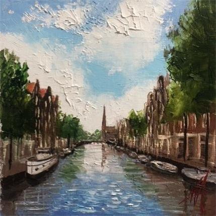 Painting Westerkerk view by De Jong Marcel | Painting Figurative Oil Landscapes