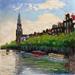 Peinture Amsterdam, a painter and his muse par De Jong Marcel | Tableau Figuratif Paysages Urbain Huile