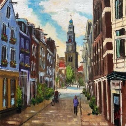 Painting Amsterdam, Westerkerk seen from the bloemstraat by De Jong Marcel | Painting Figurative Oil Landscapes, Urban