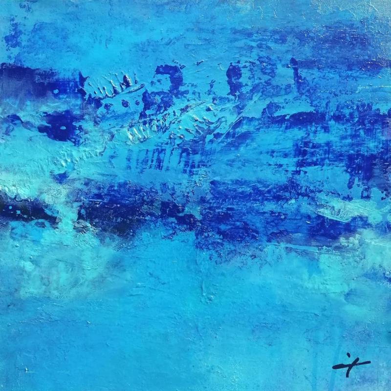 Painting Dans ma bulle bleue by Teoli Chevieux Carine | Painting Abstract Acrylic Minimalist