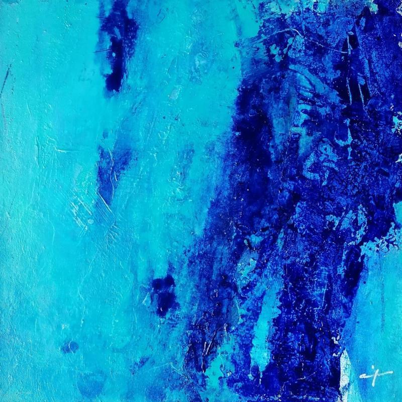 Painting Bleu de Lune by Teoli Chevieux Carine | Painting Abstract Minimalist Acrylic