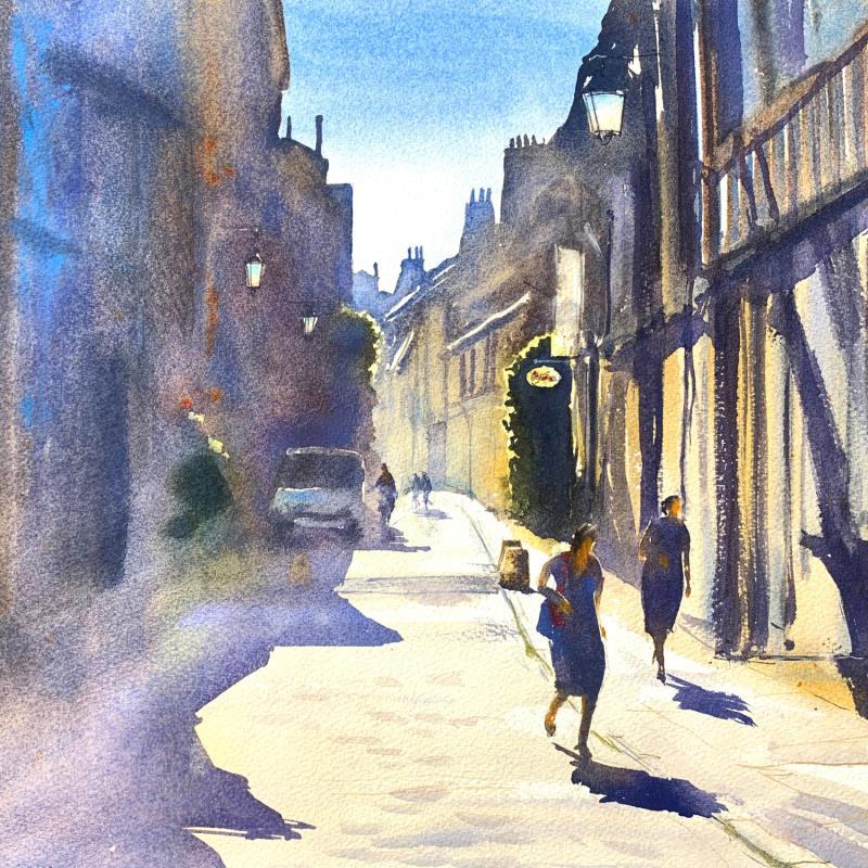 Peinture Rue Bourbonnoux par Jones Henry | Tableau Figuratif Aquarelle Paysages, Urbain