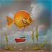 Painting L'Observateur by Valot Lionel | Painting Surrealist Acrylic Animals