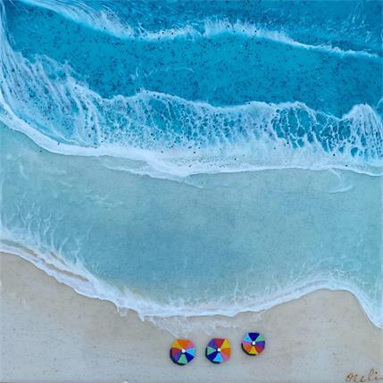 Peinture Playa Manuel Antonio par Oreli | Tableau  Mixte Paysages, scènes de vie, Vues marines