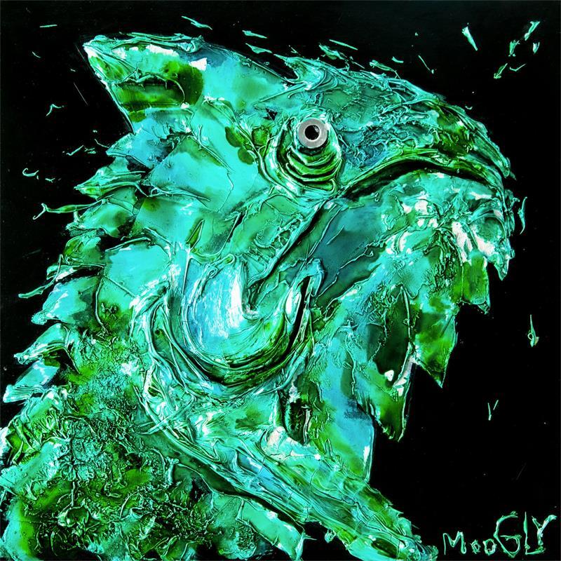 Gemälde PATRIARCUS von Moogly | Gemälde Naive Kunst Tiere Acryl