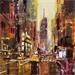 Painting 6th Avenue Evening by Faveau Adrien | Painting Figurative Oil Urban