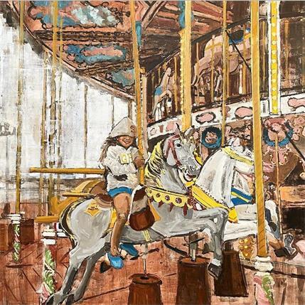 Peinture Carrousel par Faveau Adrien | Tableau Figuratif Huile scènes de vie