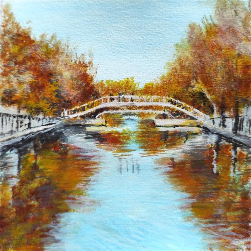 Gemälde PONT SUR CANAL ST MARTIN - PARIS von Bougouin Laurent | Gemälde Figurativ Urban Acryl