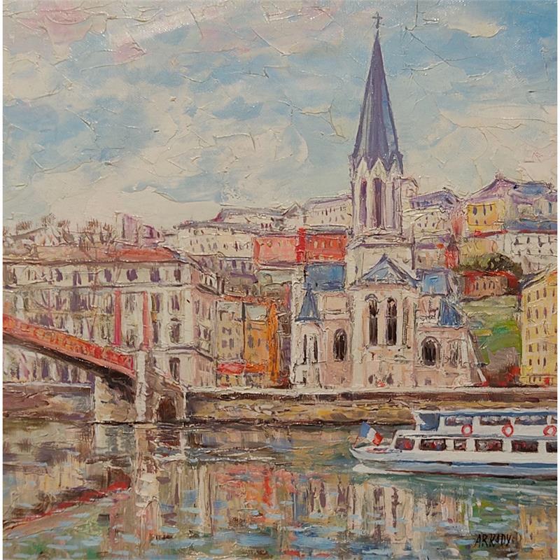 Painting Eglise St Georges by Arkady | Painting Figurative Urban Oil