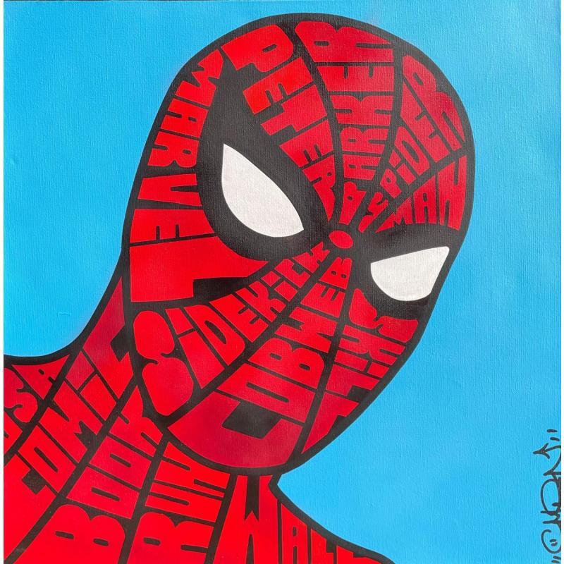 Gemälde Spiderman von Cmon | Gemälde Street art Pop-Ikonen Graffiti