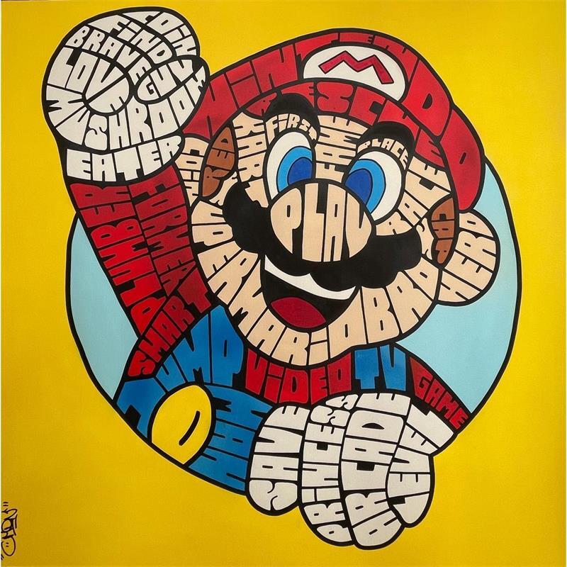 Painting Hello Mario by Cmon | Painting Pop-art Acrylic, Graffiti Pop icons, Portrait