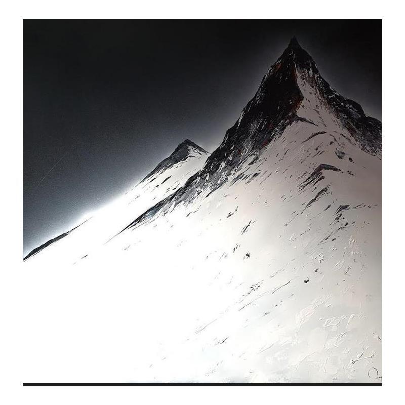 Peinture North Face par Rey Julien | Tableau Figuratif Acrylique, Carton Nature, Noir & blanc