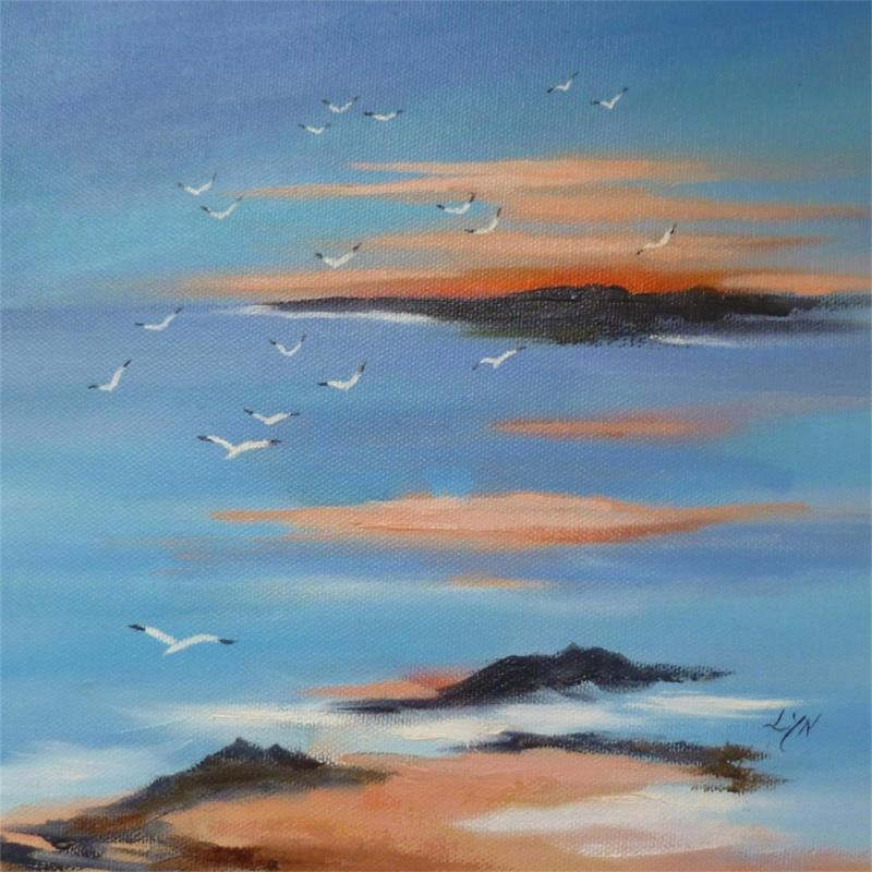 Gemälde Soleil couchant von Lyn | Gemälde Figurativ Landschaften Marine Öl
