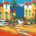 Peinture Maisons sur la Riviera par Corbière Liisa | Tableau Figuratif Paysages Huile