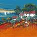 Peinture Hameau des vacances par Corbière Liisa | Tableau Figuratif Paysages Huile