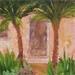 Gemälde La maison rose sous les palmiers von Bessé Laurelle | Gemälde Figurativ Landschaften Alltagsszenen Öl