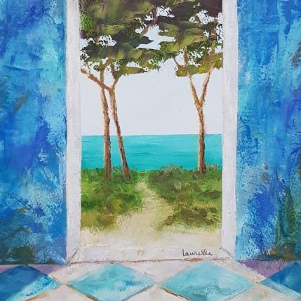 Painting Vacances bleues by Bessé Laurelle | Painting Figurative Oil Landscapes, Life style, Marine, Pop icons