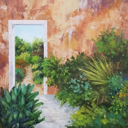 Painting Jardin intérieur by Bessé Laurelle | Painting Figurative Oil Landscapes, Life style