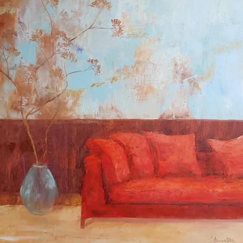 Gemälde Le vase dans le salon von Bessé Laurelle | Gemälde Figurativ Alltagsszenen Öl