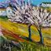 Painting Cerisiers en fleurs by Degabriel Véronique | Painting Figurative Landscapes Nature Oil