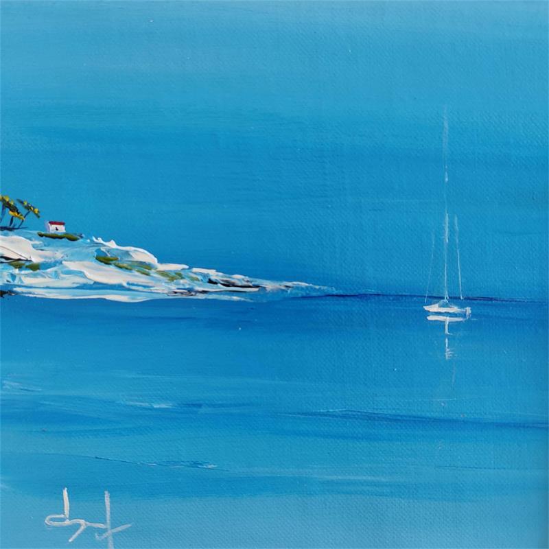Painting Calanque lumineuse by Degabriel Véronique | Painting Figurative Marine Nature Minimalist Oil