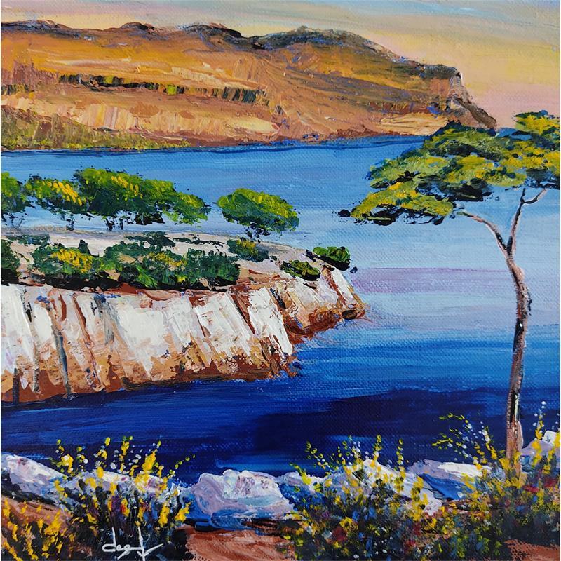 Painting Vue sur le Cap Canaille by Degabriel Véronique | Painting Figurative Landscapes Marine Oil