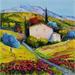 Peinture Coquelicots près de la montagne Sainte-Victoire par Degabriel Véronique | Tableau Figuratif Paysages Nature Huile