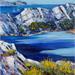 Peinture Calanques près de Marseille, petite plage de Bon Porteau par Degabriel Véronique | Tableau Figuratif Paysages Marine Nature Huile