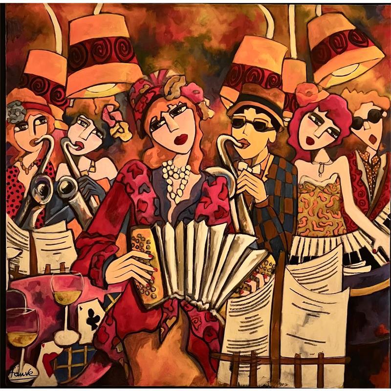 Gemälde Enchantement musical von Fauve | Gemälde Figurativ Alltagsszenen Acryl
